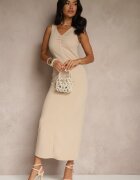 by swan Rochie Bej deschis cu Viscoză cu croială ajustată cu drapaj Tilorrea