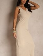 by swan Rochie Bej deschis cu Viscoză cu croială ajustată cu drapaj Tilorrea
