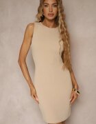 by swan Rochie Bej deschis cu Viscoză cu croială creion Fără mâneci Nelifara