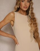 by swan Rochie Bej deschis cu Viscoză cu croială creion Fără mâneci Nelifara