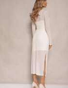 by swan Rochie Bej deschis din plasă cu viscoză Decorată cu model striat Ninorina