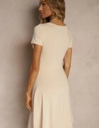 by swan Rochie Bej deschis din Vâscoză cu Croială Evazată cu Decolteu Pătrat Miluriela