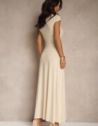 by swan Rochie Bej deschis Evazată cu viscoză cu decolteu pătrat Nalorina
