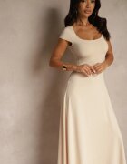 by swan Rochie Bej deschis Evazată cu viscoză cu decolteu pătrat Nalorina