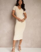 by swan Rochie Bej deschisă Bodycon cu croială mulată cu decolteu în V Efrerina
