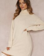by swan Rochie Bej Din lână Oversize Cu guler înalt Revite
