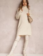 by swan Rochie Bej Din lână Oversize Cu guler înalt Revite