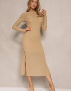 by swan Rochie Bej din plasă cu viscoză Decorată cu imprimeu leopard Adellona