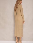 by swan Rochie Bej din plasă cu viscoză Decorată cu imprimeu leopard Adellona