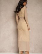 by swan Rochie Bej din plasă Maxi cu croială mulată Kremse