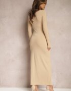 by swan Rochie Bej Maxi cu croială ajustată cu decolteu rotund Merilin
