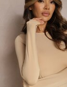 by swan Rochie Bej Maxi cu croială ajustată cu decolteu rotund Merilin