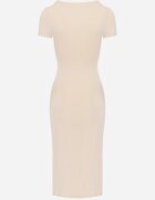 by swan Rochie bej midi cu decolteu pătrat și drapaj Charloti