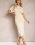by swan Rochie Bej Mulată Midi Cu croială asimetrică Lirevasse