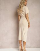 by swan Rochie Bej Mulată Midi Cu croială asimetrică Lirevasse