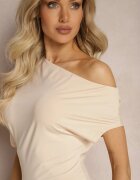 by swan Rochie Bej Mulată Midi Cu croială asimetrică Lirevasse