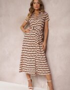 by swan Rochie Bej-Vișiniu de Mamă Tip cămașă Legată în talie Maevana
