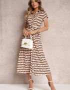 by swan Rochie Bej-Vișiniu de Mamă Tip cămașă Legată în talie Maevana