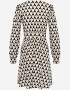 by swan Rochie Bejă Mini cu Model Geometric cu Mânecă Lungă Ezrie