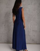 by swan Rochie Bleumarin Brocată Maxi cu Top Asimetric și Fustă Evazată Eulita