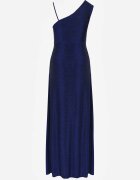 by swan Rochie Bleumarin Brocată Maxi cu Top Asimetric și Fustă Evazată Eulita