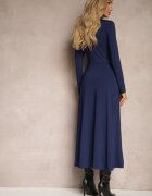 by swan Rochie bleumarin cambrată cu șliț pe lateral și guler tip maletă Saimara