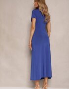 by swan Rochie Bodycon Albastră cu Drapaj în Talie și Mâneci Scurte Aterezza