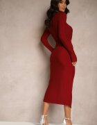 by swan Rochie Bordeaux Elegantă cu efect metalic și drapaje decorative Issaniea