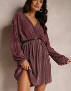 by swan Rochie Bordo Metalică Plisată cu curea Fonelle