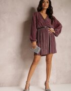 by swan Rochie Bordo Metalică Plisată cu curea Fonelle