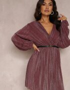by swan Rochie Bordo Metalică Plisată cu curea Fonelle