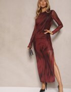 by swan Rochie Bordo Mulată din viscoză decorată cu drapaje din plasă Nalienne