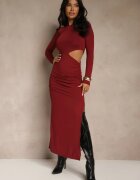 by swan Rochie Bordo Mulată Maxi cu Decupaj Decorativ în Talie Driselda