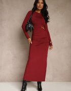 by swan Rochie Bordo Mulată Maxi cu Decupaj Decorativ în Talie Driselda
