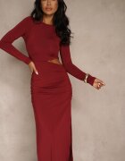 by swan Rochie Bordo Mulată Maxi cu Decupaj Decorativ în Talie Driselda