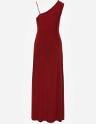 by swan Rochie brocată bordo maxi cu bust asimetric și fustă cloș Eulita