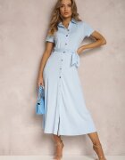 by swan Rochie cămașă Albastru deschis cu curea legată Asheila
