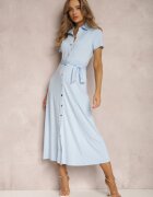 by swan Rochie cămașă Albastru deschis cu curea legată Asheila