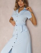 by swan Rochie cămașă Albastru deschis cu curea legată Asheila