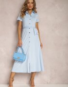 by swan Rochie cămașă Albastru deschis cu curea legată Asheila