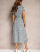 by swan Rochie Cămașă Albastru și Alb cu model geometric cu nasturi Xarrah