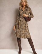 by swan Rochie cămașă Bej închis cu imprimeu leopard Nillk
