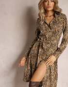 by swan Rochie cămașă Bej închis cu imprimeu leopard Nillk