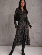by swan Rochie-cămașă cu adaos de viscoză cu curea și motiv floral Titanis Neagră