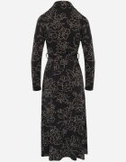 by swan Rochie-cămașă cu adaos de viscoză cu curea și motiv floral Titanis Neagră