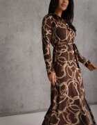 by swan Rochie-cămașă cu model și viscoză cu curea tip cravată Vareva Maro