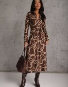 by swan Rochie-cămașă cu model și viscoză cu curea tip cravată Vareva Maro