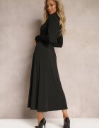 by swan Rochie Cămașă Lungă Neagră cu Cordon în Talie Levae