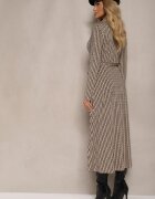 by swan Rochie Cămașă Negru-Bej cu Viscoză și Curea Decorativă Nialine