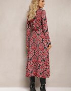 by swan Rochie Cămașă Roșie cu curea din material cu model Paisley Cevilia